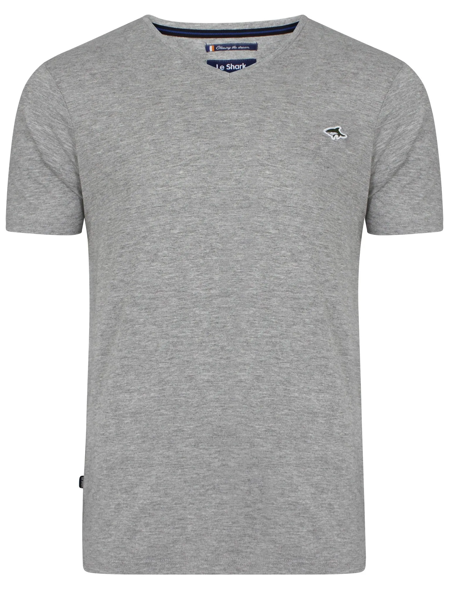 Briset Basic V-neck Tee in Grey Marl - Le Shark