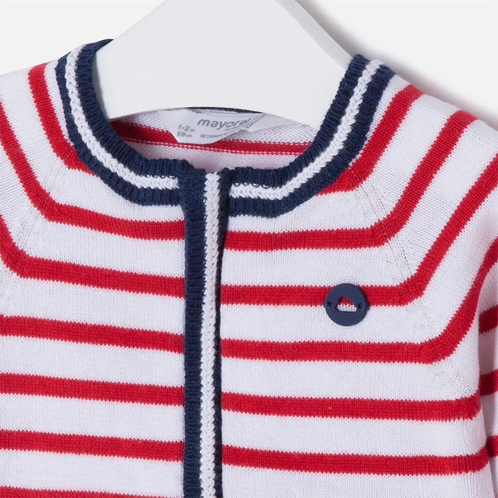 Mayoral Red Stripe Knitting Pullover Cardigan