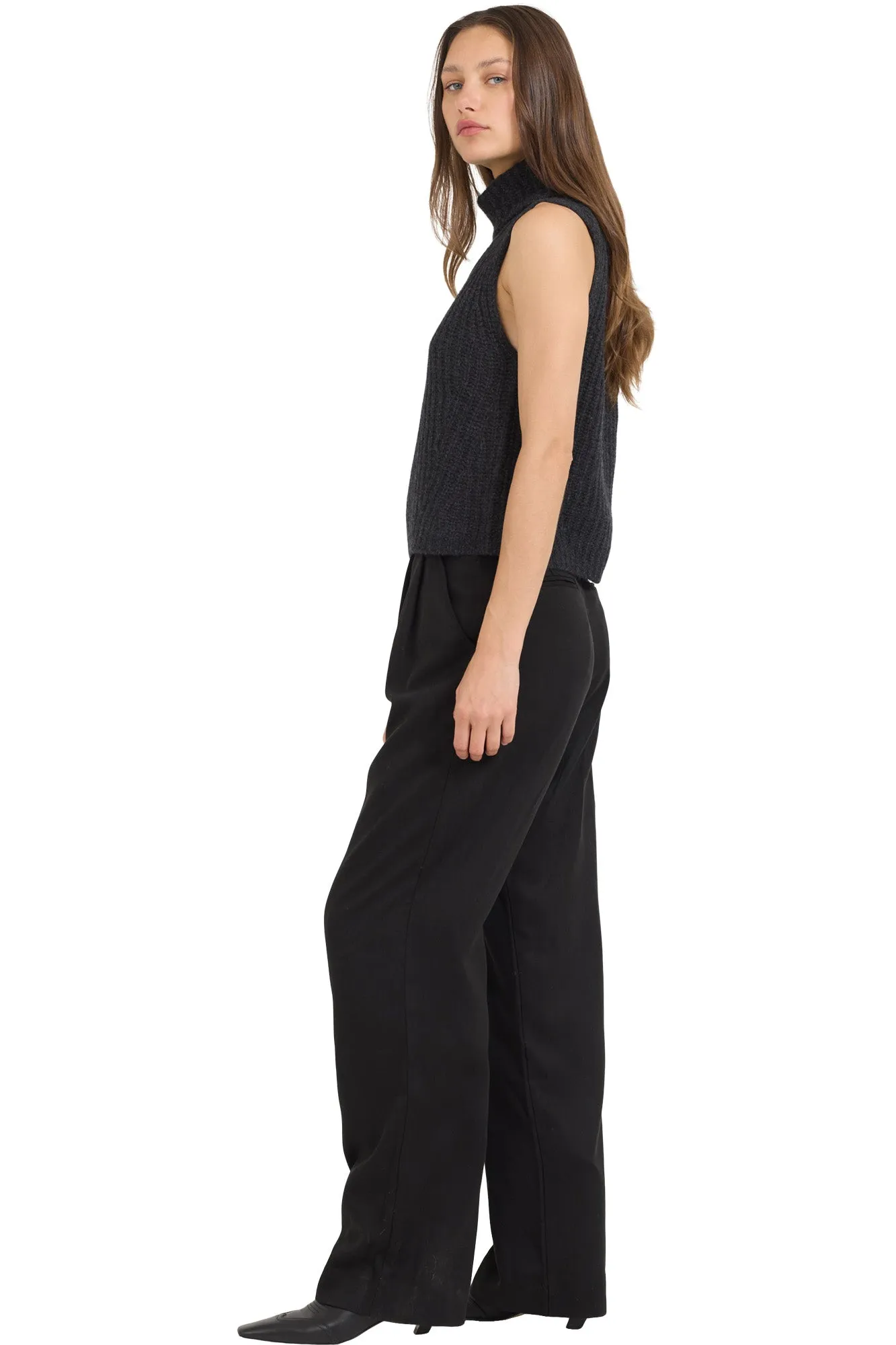 One Grey Day Polly Cashmere Vest in Charcoal