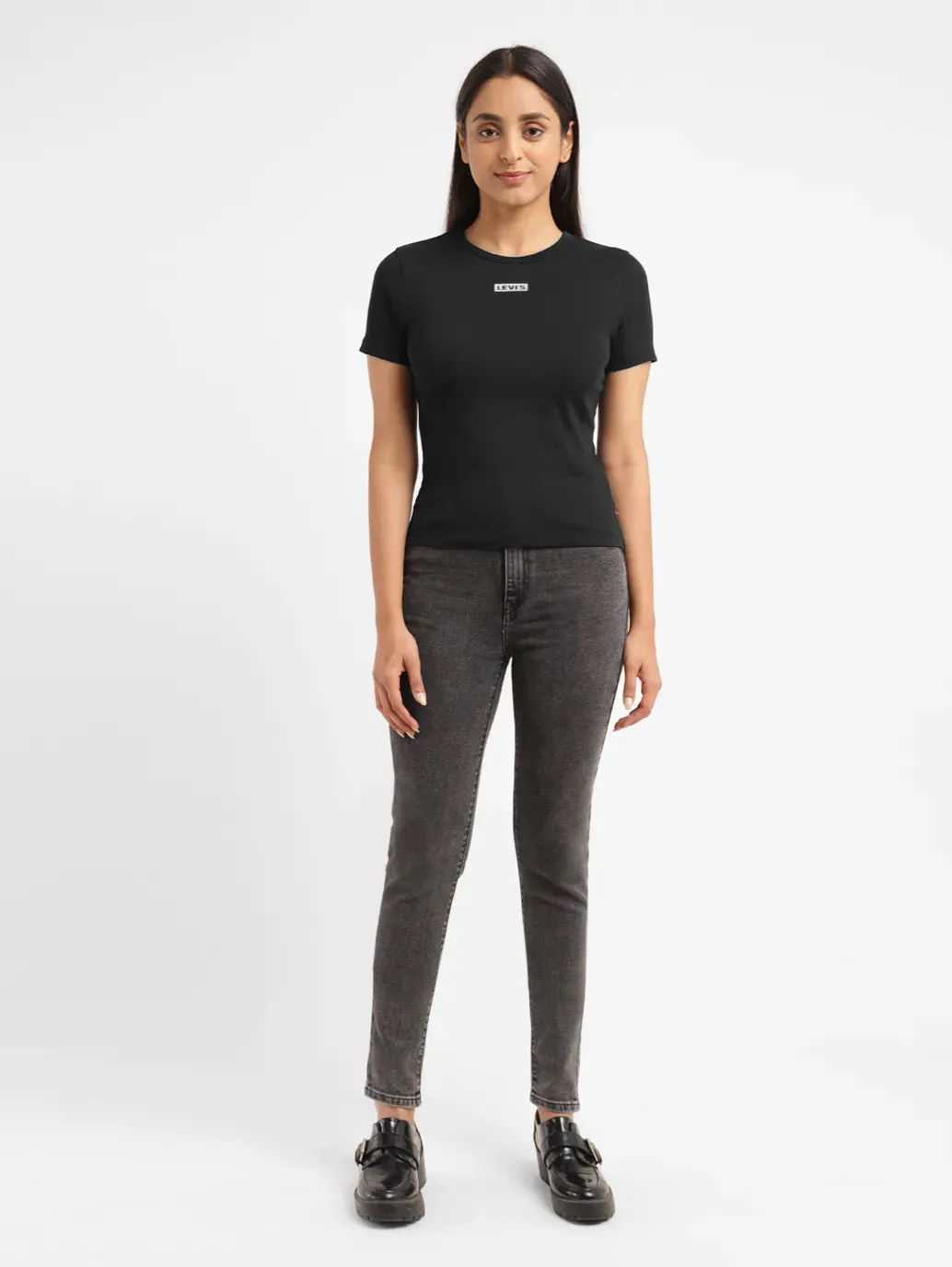 Women's Brand Logo Loose Straight Fit T-shirt