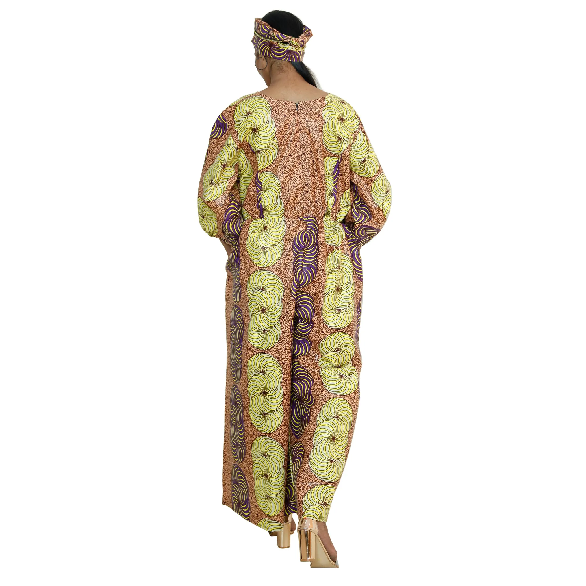 Women's Printed Bubble Sleeve Jumpsuit - FI-5101